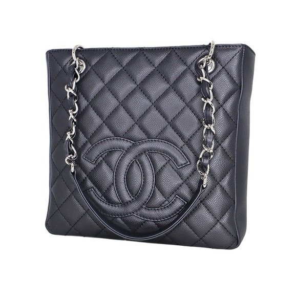 Chanel Leather Tote Chain Handbag Bag Black - Picture 1 of 14